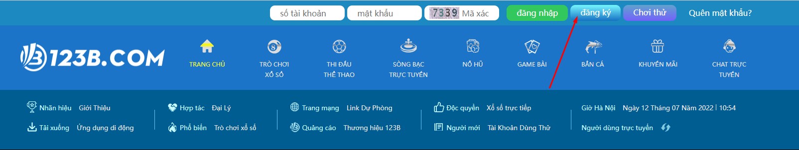 Đăng ký tài khoản tại nhà cái 123B