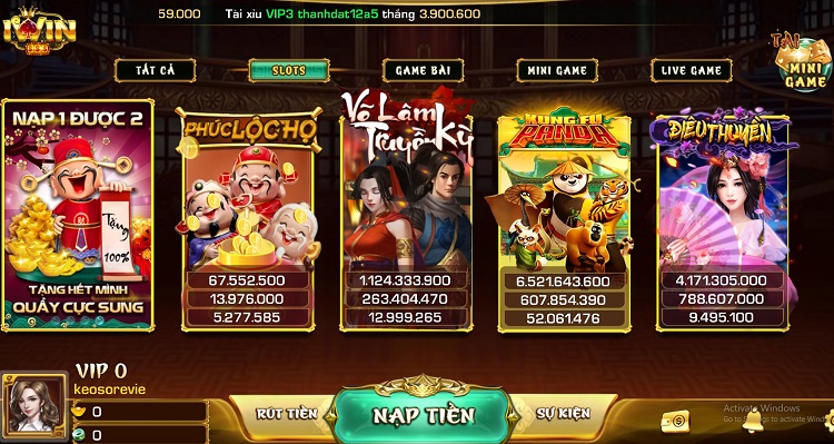 Giao diện game bài Iwin rất ấn tượng