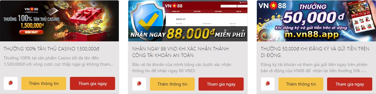 Khuyến mãi thành viên mới tại Vn88