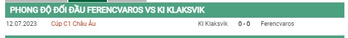 Thành tích đối đầu Ferencvarosi vs Klaksvik