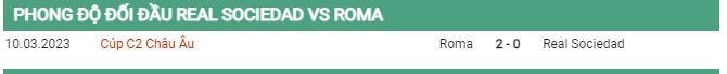 Thành tích đối đầu Real Sociedad vs AS Roma